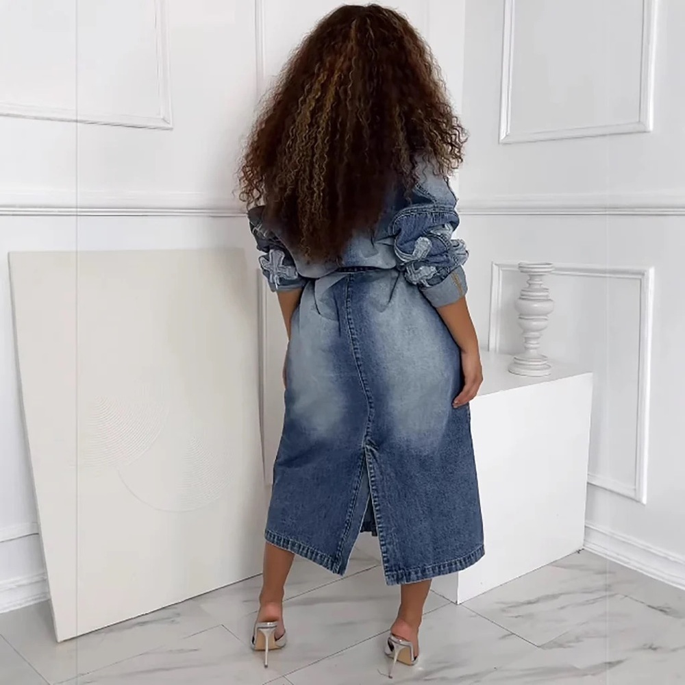 Denim Cross Patch Belted Midi Dress | Statement Streetwear - Picture 2 of 2